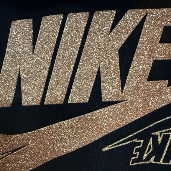 Nike Women’s Black Hoodie Gold Glitter Logo - Picture 3 of 7